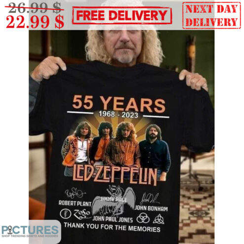 55 Years 1968-2023 Led-Zeppelin Signature Thank You For The Memories Shirt