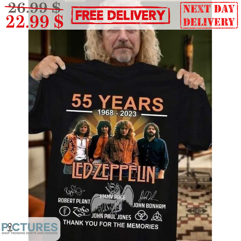 55 Years 1968-2023 Led-Zeppelin Signature Thank You For The Memories Shirt