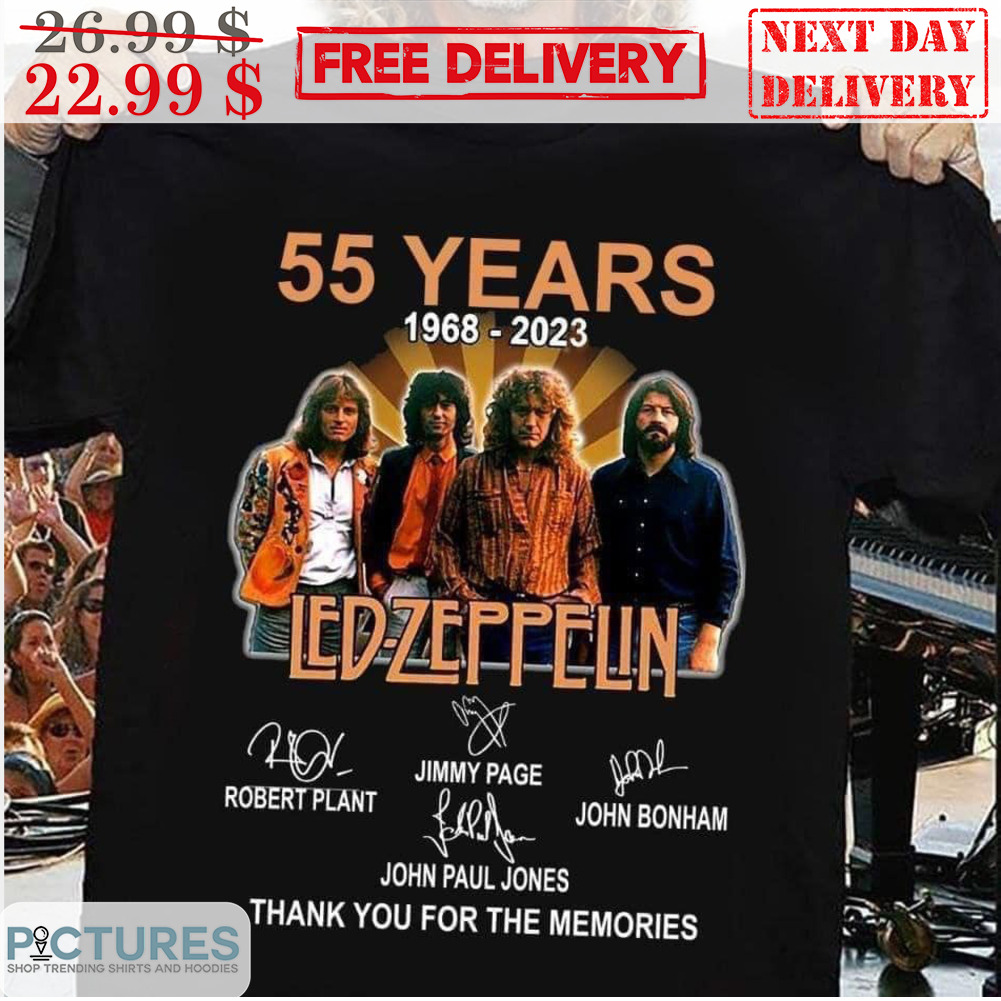 55 Years 1968-2023 Led-Zeppelin Thank You For The Memories Signature Shirt