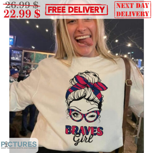 Messy Bun Hair Girl Braves Girl Shirt