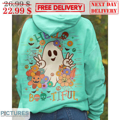 Ghost Hello Boo-Tiful Halloween 2023 Flower Shirt