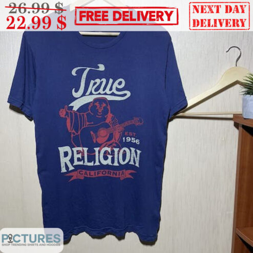 True Religion California Big Buddha Play Guitar Vintage Shirt