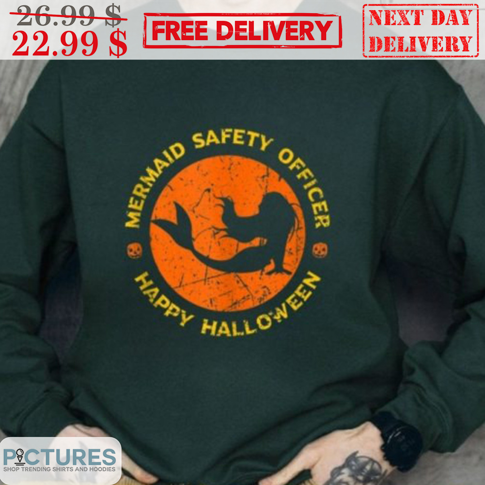 Mermaid Safety Officer Happy Halloween Retro Shirt