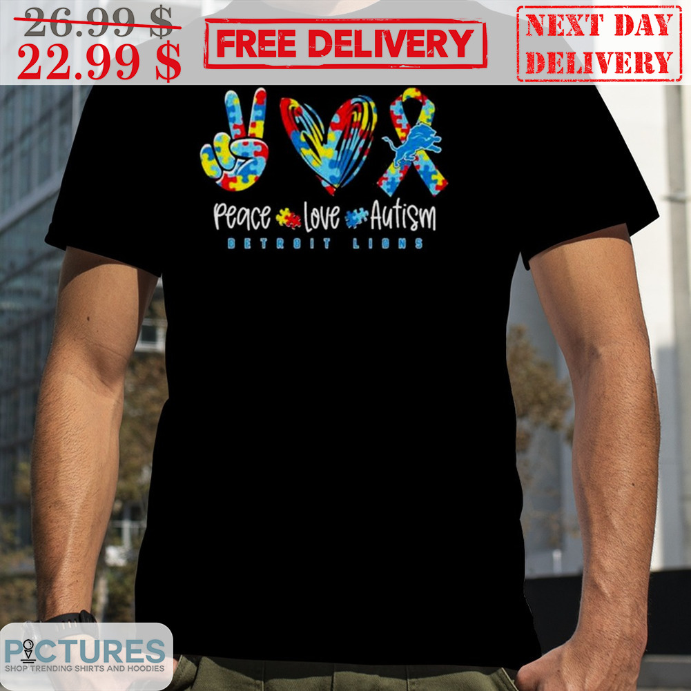 Detroit Lions Peace Love Autism Shirt