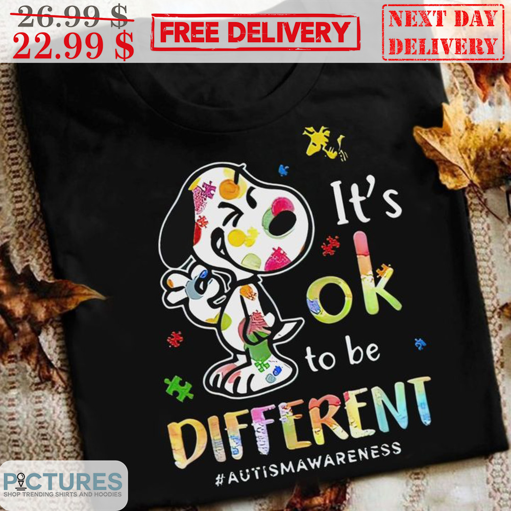 Snoopy It's Ok To Be Different Autism Awarenvess Shirt