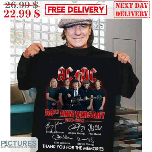 AC DC 50th Anniversary 1973-2023 Signature Band Thank You For The Memories Shirt