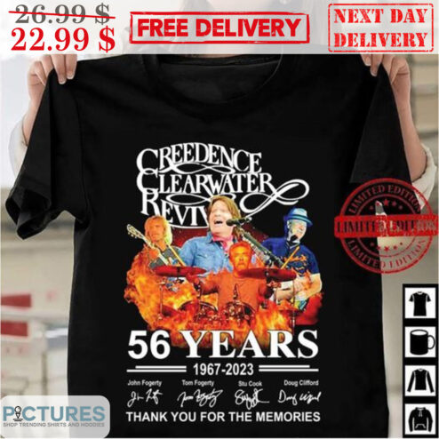 Creedence Clearwater Revival 56 Years 1967-2023 Signature Thank You For The Memories Shirt