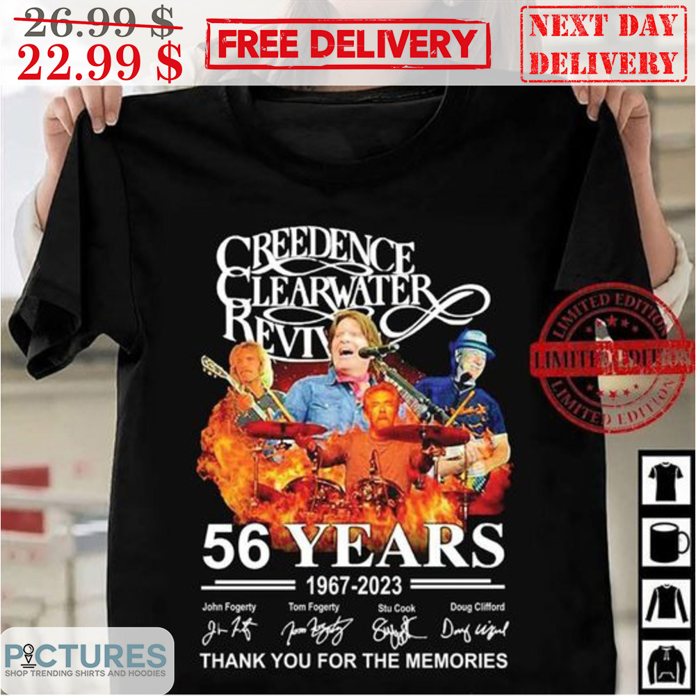 Creedence Clearwater Revival 56 Years 1967-2023 Signature Thank You For The Memories Shirt