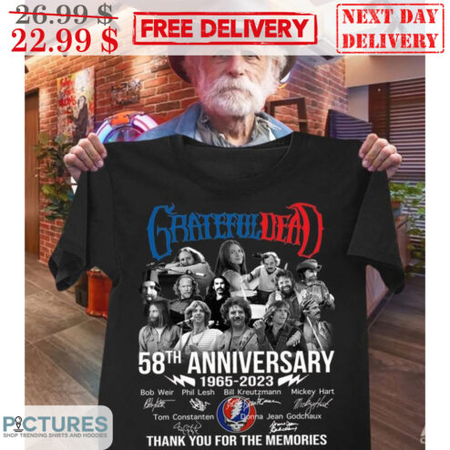 Grateful Dead 58th Anniversary 1965-2023 Signature Thank You For The Memories Shirt