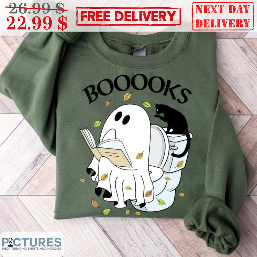 Boo Ghost Cat Boooks Toilet Halloween 2023 Shirt