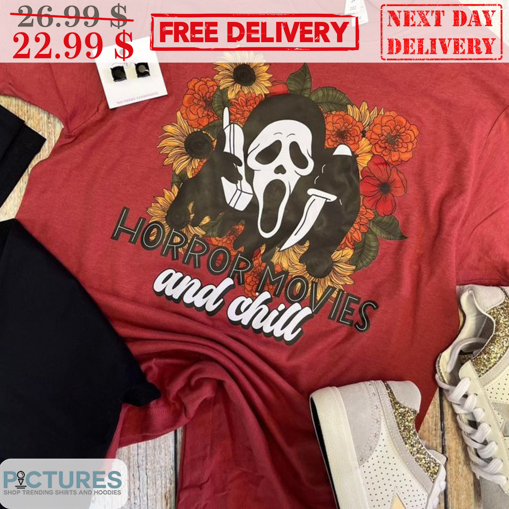 Ghostface Sunflower Horror Movies And Chill Hallween 2023 Shirt