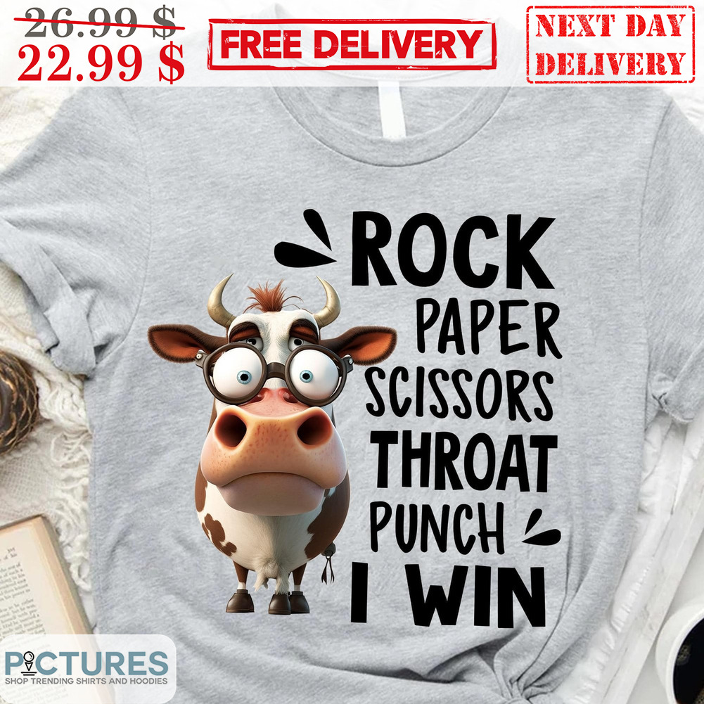Cow Rock Paper Scissors Throat Punch I Win Shirt