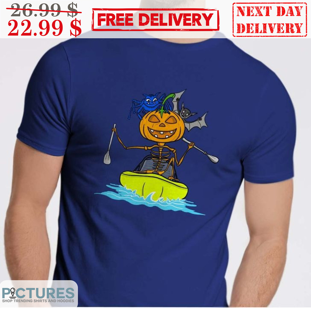 Halloween Pumpkin Skeleton Kayaker Shirt