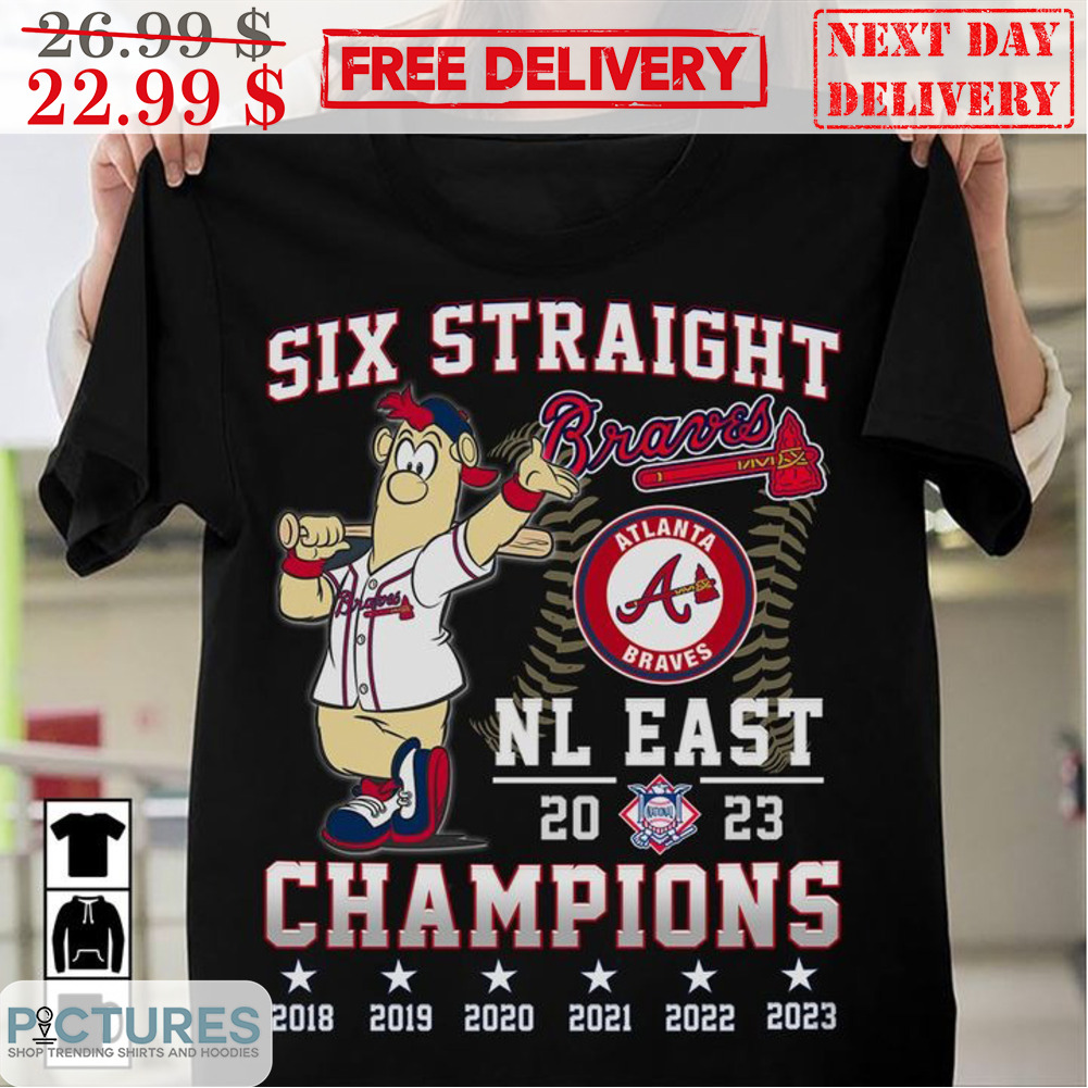 Six Straight Atlanta Braves NL East 2023 Champions Shirt
