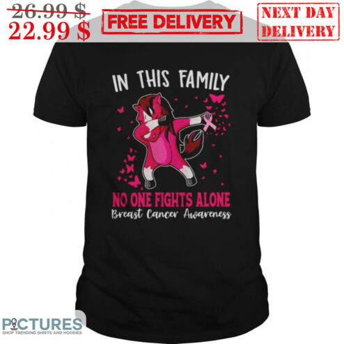 Horses Dabbing In This Family No One Fights Alone Breast Cancer Awareness Shirt