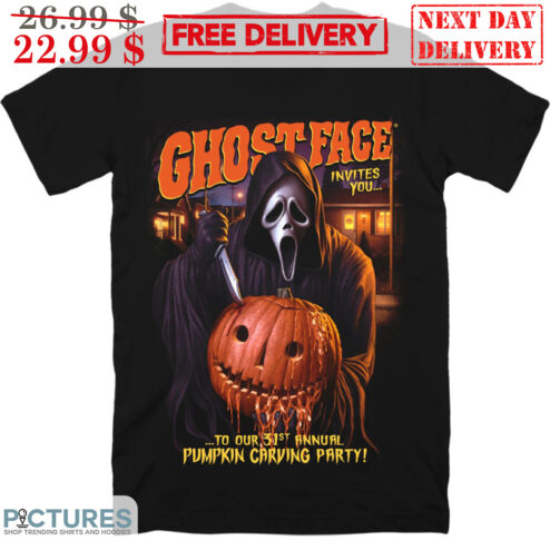 Ghostface Invites You To Our 31st Annual Pumpkin Carving Party Halloween 2023 Shirt