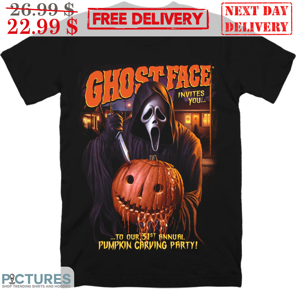 Ghostface Invites You To Our 31st Annual Pumpkin Carving Party Halloween 2023 Shirt