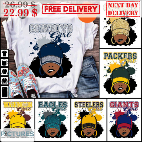 Custom NFL Team Black Lady Hat Shirt