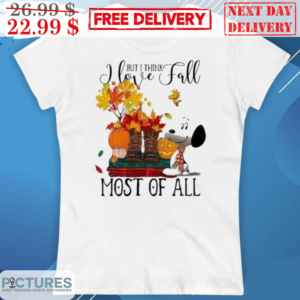 Snoopy But I Think I Love Fall Most Of Fall Halloween 2023 Shirt