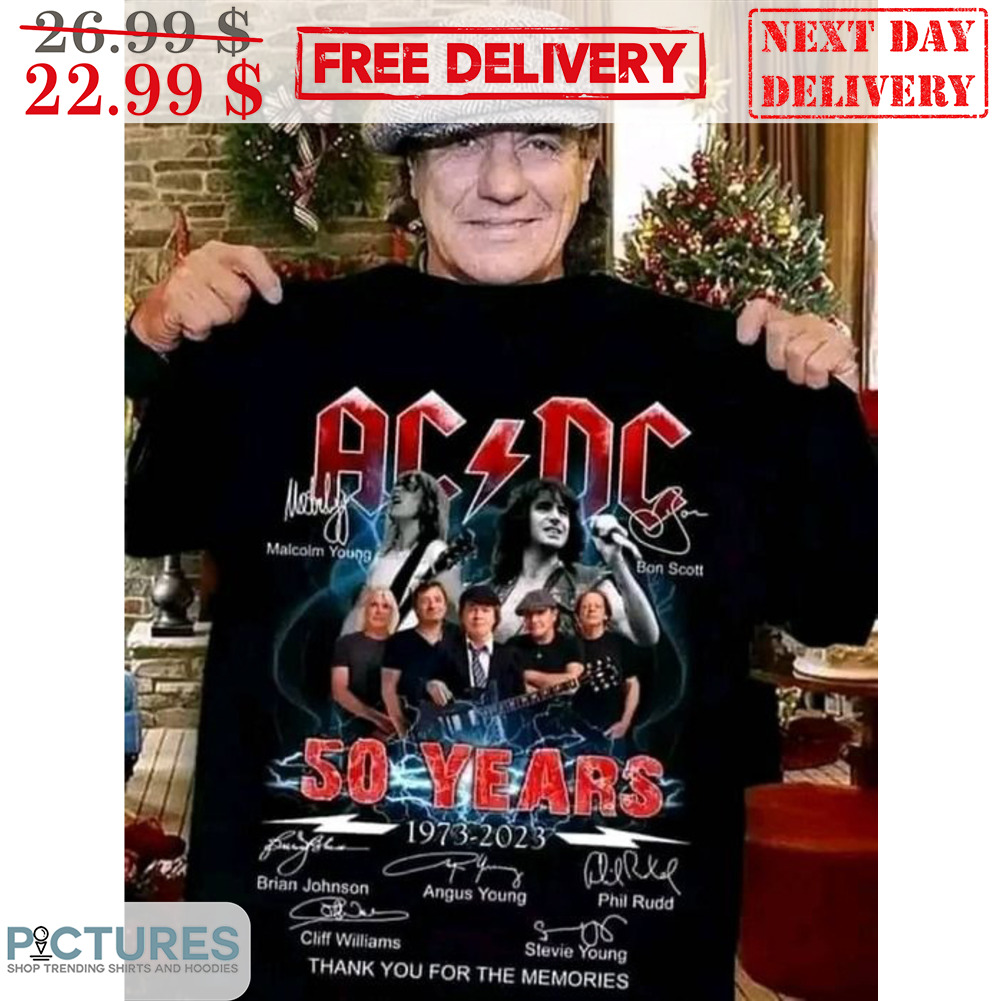 AC DC 50 Years 1973-2023 Signature Thank You For The Memories Shirt