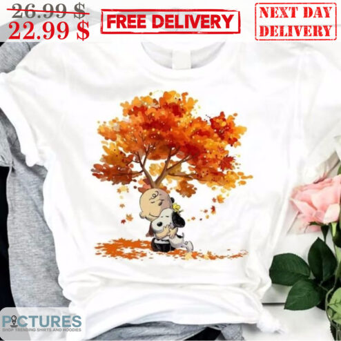 Charlie Brown Snoopy Under The Tree Fall Cute Peanuts Shirt