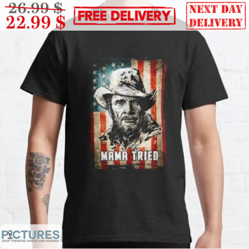 Merle Haggard Mama Tried American Flag Vintage Shirt