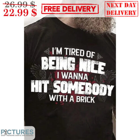 Viking I'm Tired Of Being Nice I Wanna Hit Somebody With A Brick Vintage Shirt