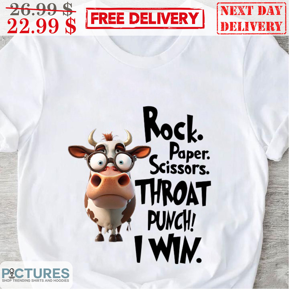 Cow Rock Paper Scissors Throat Punch I Win Shirt
