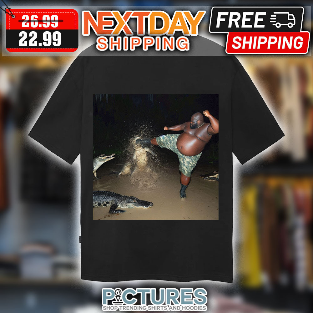 Black Guys Kick Alligator Fun Meme Shirt