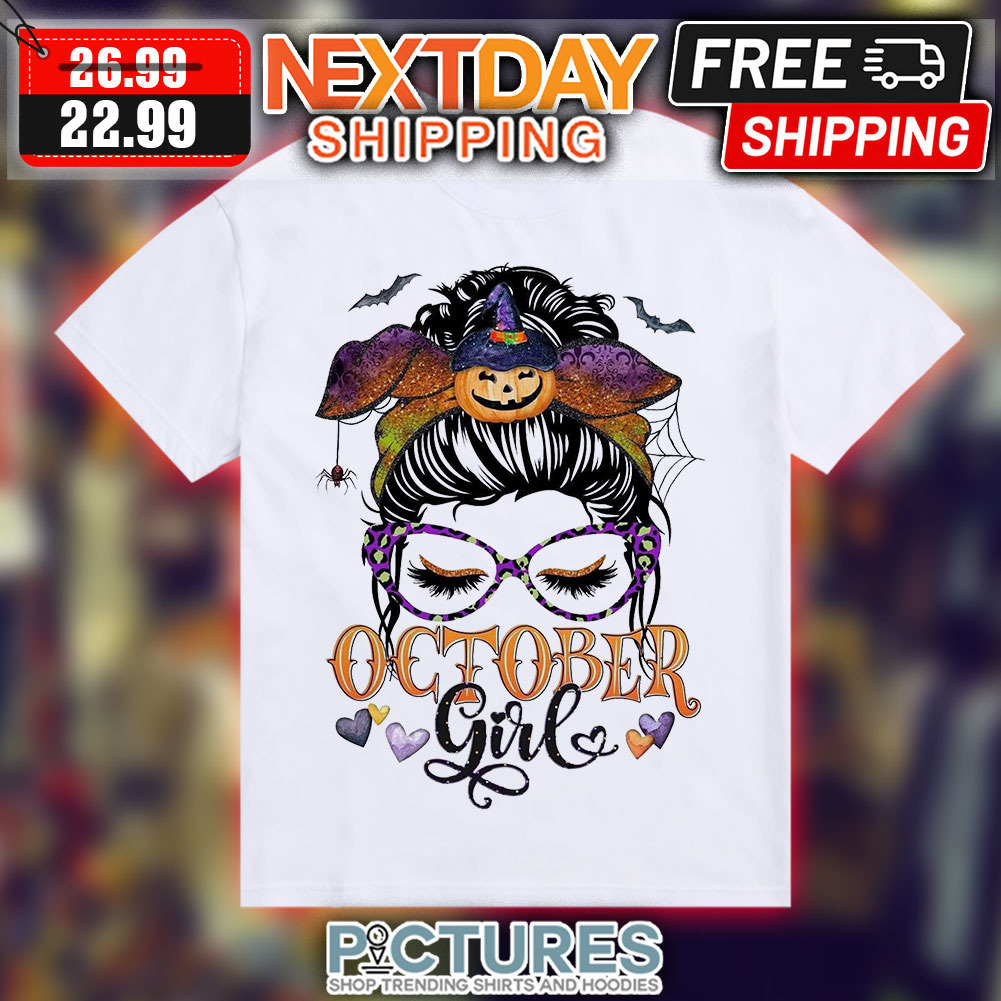 Messy Bun Hair Girl October Girl Halloween 2023 Shirt