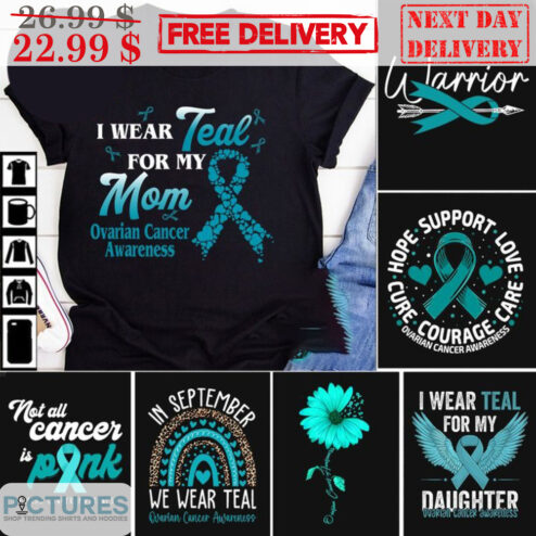 Custom I Wear Teal For My Mom Ovarian Cancer Awareness Shirt