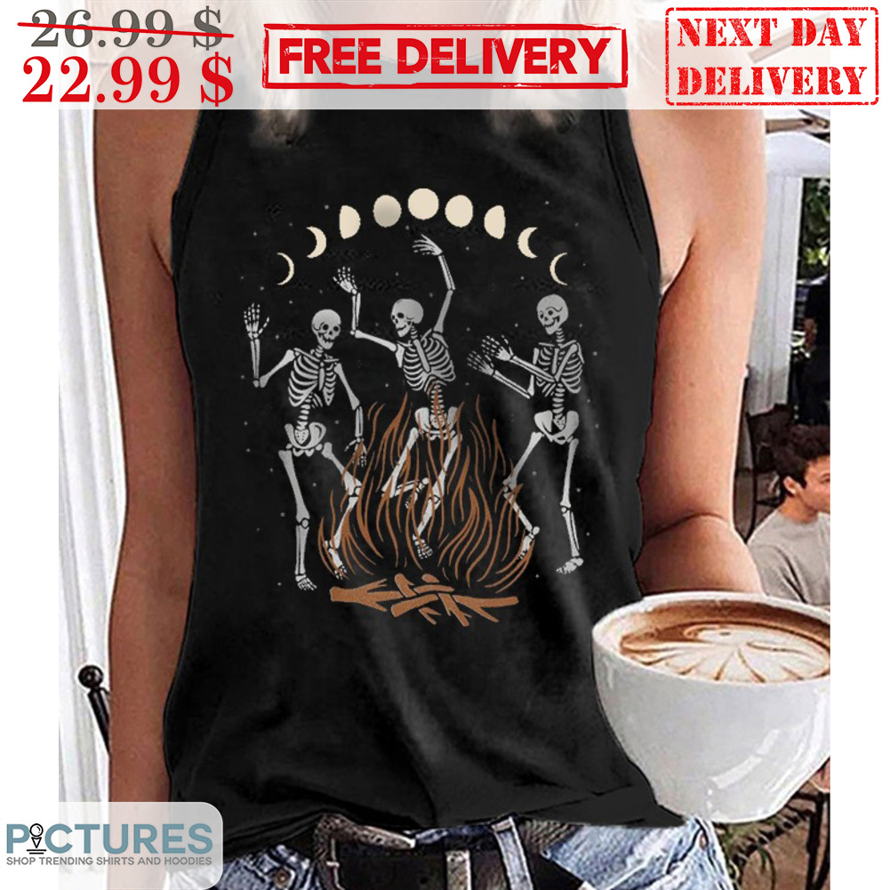 Skeleton Dancing Camping Halloween 2023 Shirt