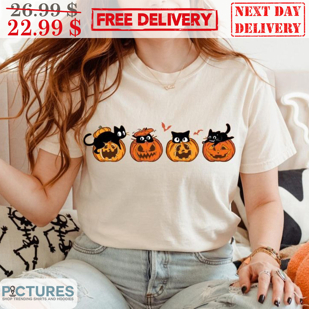 Cute Cat Pumpkin Spooky Season Halloween 2023 Shirt