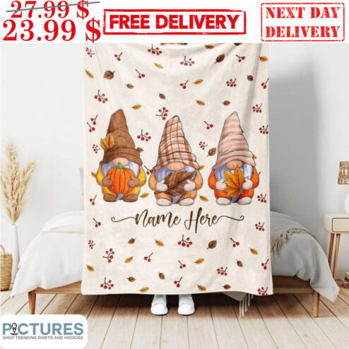 Custom Name's Gnomes Fall Blanket