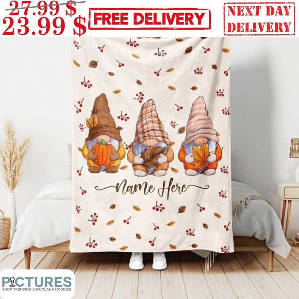 Custom Name's Gnomes Fall Blanket