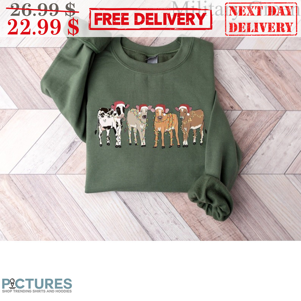 Cow Farm Color Light Christmas 2023 Shirt