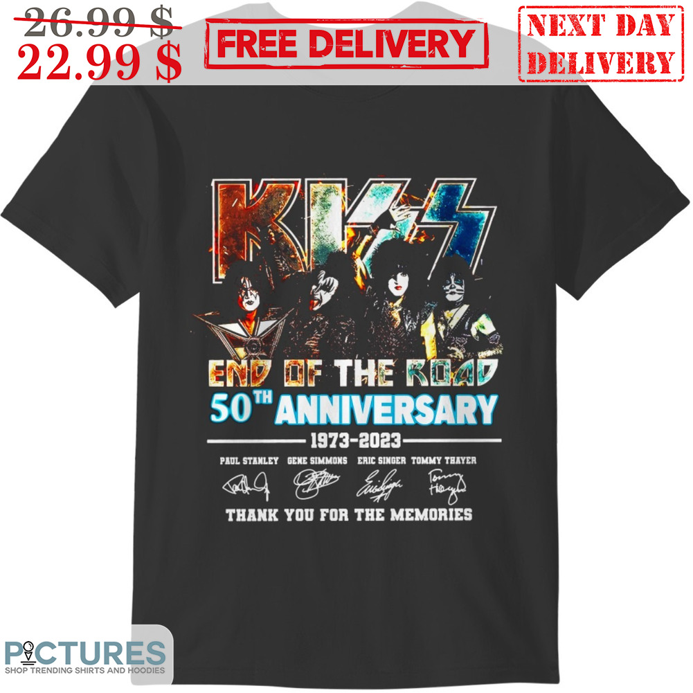 Kiss End Of The Road 50th Anniversary 1973-2023 Signatures Rock Band Shirt