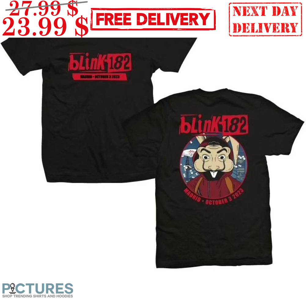 Blink-182 Madrid October 3 2023 Rabbit Money Heist Tour Shirt