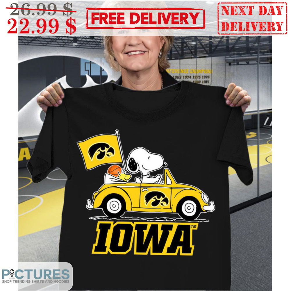 Snoopy Driving Iowa Hawkeyes Logo FBS Shirt