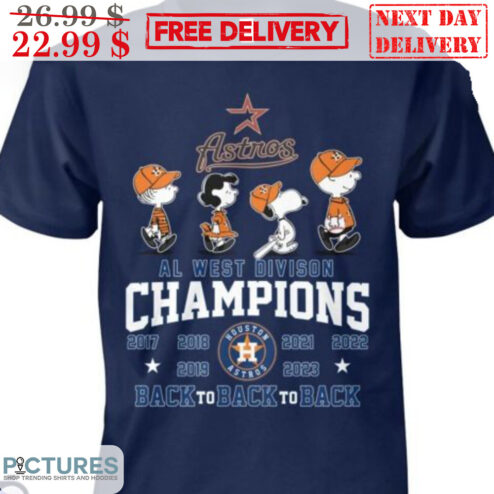 Snoopy Astros Al West Divison Champions Back To Back To Back Houston Astros Peanuts MLB Shirt