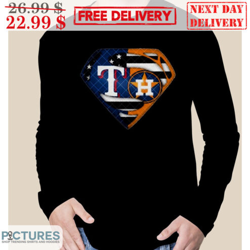 Superman Heart Texas Rangers vs Houston Astros Shirt