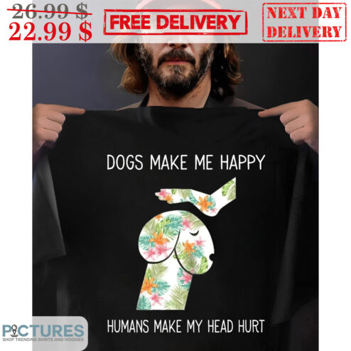 Keanu Reeves Dogs Make Me Happy Humans Make My Head Hurt Floral Shirt