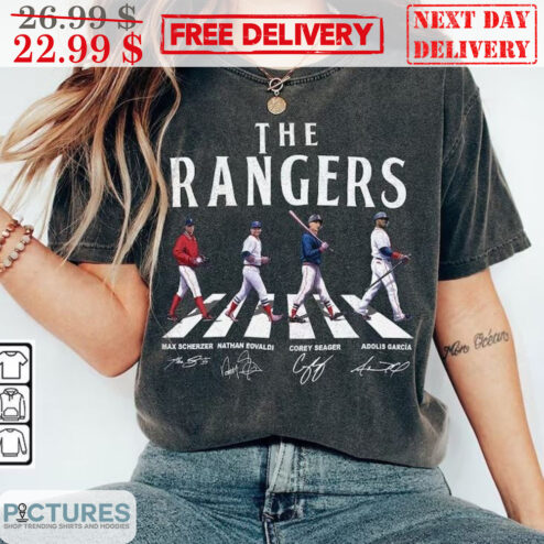 Rangers Walking Abbey Road Signatures Baseball Texas Rangers Shirt