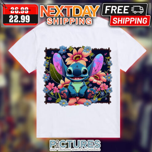 Stitch Cute Flower Graphic Disney Shirt