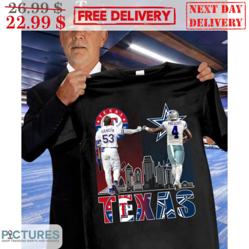 Adolis García Fist Bump Dak Prescott Texas Rangers Dallas Cowboys Shirt