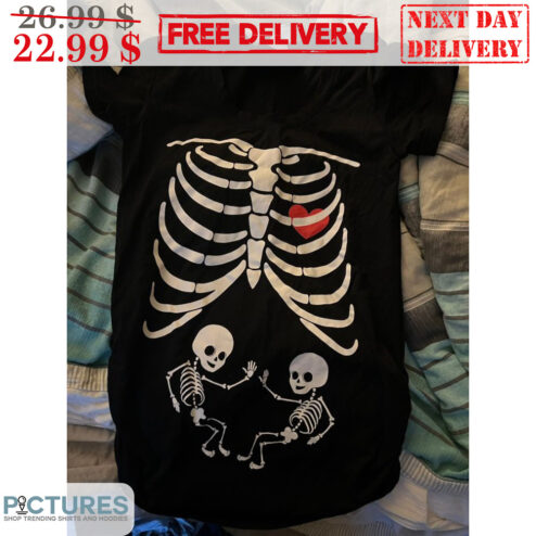 Skeleton Chest Heart Love Couple Shirt