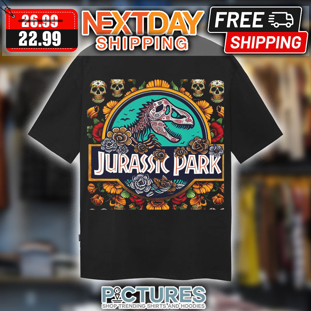 Jurassic Park Skull Flowers Vintage Shirt
