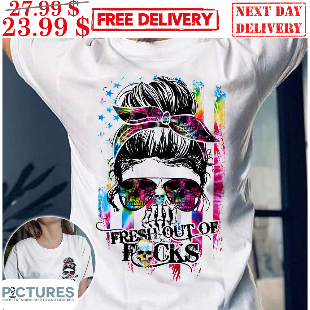 Fresh Out Of Fucks Messy Bun Hair Girl Colorful Shirt