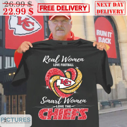 Real Women Love Football Smart Women Love The Chiefs Diamond Heart Shirt