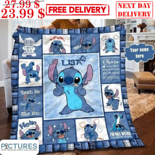 Custom Name's Stitch Disney Blanket